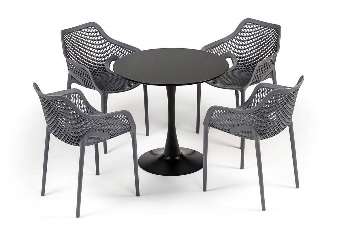 "Беллини" обеденная группа на 4 персоны, цвет темно-серый