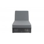 "Ривьера" шезлонг плетеный из роупа, каркас алюминий темно-серый (RAL7024) муар, роуп темно-серый круглый, ткань темно-серая 027