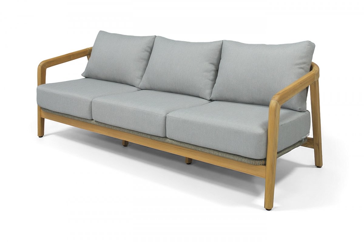 "Лейпциг" диван трехместный из тика, цвет серый