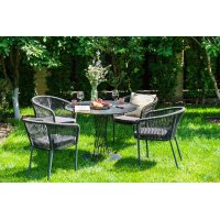 "Диего" обеденная группа на 4 персоны со стульями "Марсель", столешница "серый гранит"