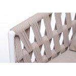 "Диего" кресло плетеное из роупа, основание дуб, каркас алюминий светло-серый (RAL7035) шагрень, роуп бежевый круглый, ткань бежевая 15052