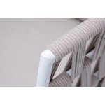 "Диего" кресло плетеное из роупа, основание дуб, каркас алюминий светло-серый (RAL7035) шагрень, роуп бежевый круглый, ткань бежевая 15052