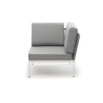 "Канны" угловой модуль плетеный из роупа, каркас алюминий белый муар, роуп светло-серый круглый, ткань светло-серая "Канны" угловой модуль плетеный из роупа, каркас алюминий белый муар, роуп светло-серый круглый, ткань светло-серая