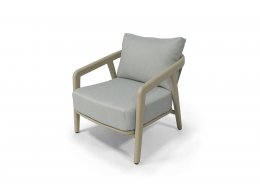 "Брюссель" кресло из искусстенного ротанга, цвет серый, каркас под дерево (холодно-бежевый)