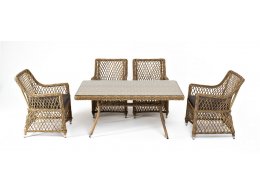 "Латте–140 L" обеденная группа плетеная, цвет соломенный "Латте–140 L" обеденная группа плетеная, цвет соломенный