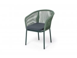 "Марсель" стул плетеный из роупа, каркас алюминий RAL6036 муар, роуп зеленый (4204) круглый tex, ткань темно-серая 027