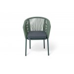 "Марсель" стул плетеный из роупа, каркас алюминий RAL6036 муар, роуп зеленый (4204) круглый tex, ткань темно-серая 027