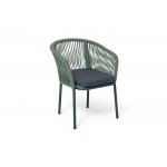 "Марсель" стул плетеный из роупа, каркас алюминий RAL6036 муар, роуп зеленый (4204) круглый tex, ткань темно-серая 027