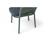 "Марсель" стул плетеный из роупа, каркас алюминий RAL6036 муар, роуп зеленый (4204) круглый tex, ткань темно-серая 027