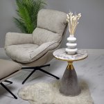 Кофейный столик Secret диам.40см x 54см, серый мрамор, металл, керамика