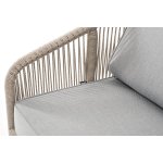 "Канны" диван 2-местный плетеный из роупа, каркас алюминий светло-серый (RAL7035) шагрень, роуп серый меланж круглый, ткань светло-серая