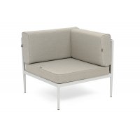 "Касабланка" угловой модуль плетеный из роупа, каркас алюминий светло-серый (RAL7035) муар, роуп серо-коричневый 23мм, ткань бежевая 15052