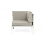 "Касабланка" угловой модуль плетеный из роупа, каркас алюминий светло-серый (RAL7035) муар, роуп серо-коричневый 23мм, ткань бежевая 15052