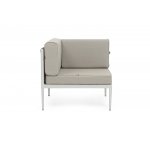 "Касабланка" угловой модуль плетеный из роупа, каркас алюминий светло-серый (RAL7035) муар, роуп серо-коричневый 23мм, ткань бежевая 15052