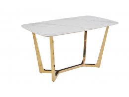 Стол обеденный Ланс DT-2852XS, 120х80х75 см, белый мрамор Статуарио/глянцевое золото
