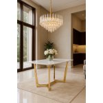Стол обеденный Ланс DT-2852XS, 120х80х75 см, белый мрамор Статуарио/глянцевое золото