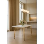 Стол обеденный Рио Голд DT-2849, 110х70х76 см, белый мрамор Статуарио/глянцевое золото