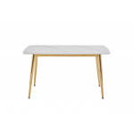 Стол обеденный Рио Голд DT-2849, 140х80х76 см, белый мрамор Статуарио/глянцевое золото