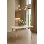 Стол обеденный Рио Голд DT-2849, 120х80х76 см, белый мрамор Статуарио/глянцевое золото