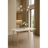 Стол обеденный Рио Голд DT-2849, 120х80х76 см, белый мрамор Статуарио/глянцевое золото Стол обеденный Рио Голд DT-2849, 120х80х76 см, белый мрамор Статуарио/глянцевое золото