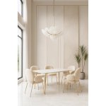 Стол обеденный Рио Голд DT-2849, 140х80х76 см, белый мрамор Статуарио/глянцевое золото