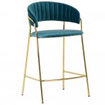 Комплект из 2-х стульев полубарных Turin бирюзовый с золотыми ножками