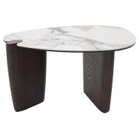 Стол кофейный DAG FENDI WHITE керамика на стекле/массив/ МДФ, облицованный дубовым шпоном ®DISAUR