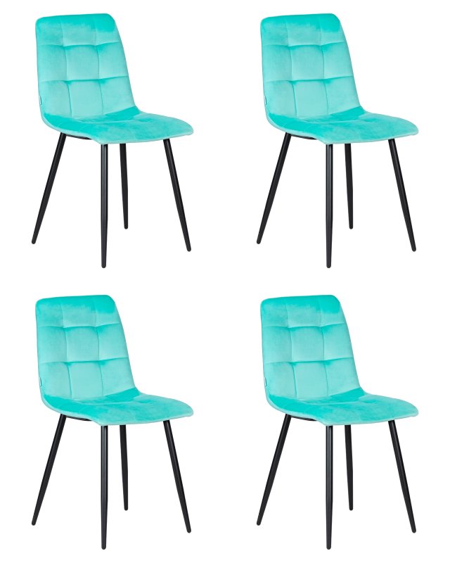 Набор 4 шт Стул обеденный DOBRIN CHILLY, Мятный Holland 50, основание черное