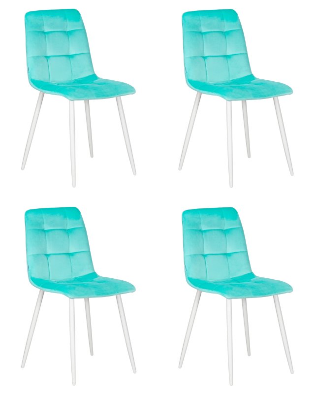 Набор 4 шт Стул обеденный DOBRIN CHILLY, Мятный Holland 50, основание белое