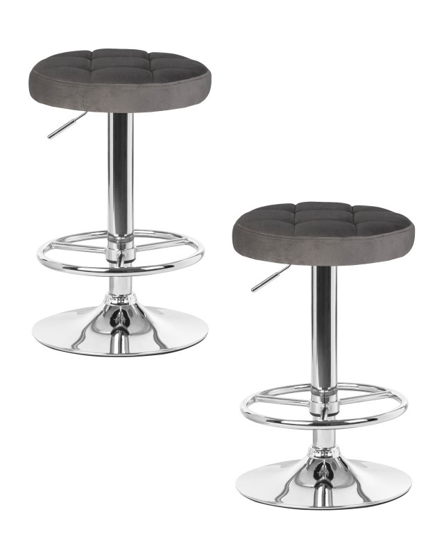Набор 2 шт Табурет барный DOBRIN BRUNO, серый велюр (MJ9-75)
