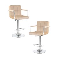 Набор 2 шт Стул барный DOBRIN KRUGER ARM, бежевый велюр (MJ9-10)