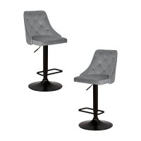 Набор 2 шт Стул барный DOBRIN JOSEPH BLACK, серый велюр (MJ9-75)
