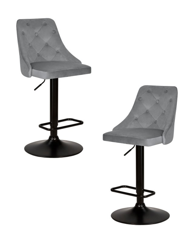 Набор 2 шт Стул барный DOBRIN JOSEPH BLACK, серый велюр (MJ9-75)