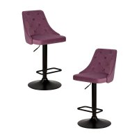 Набор 2 шт Стул барный DOBRIN JOSEPH BLACK, пудрово-сиреневый велюр (MJ9-52)
