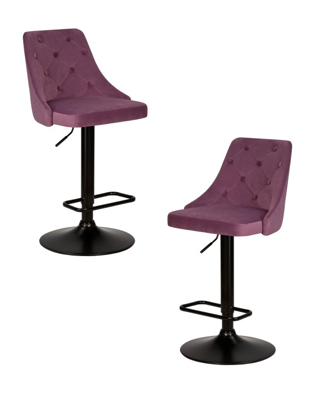 Набор 2 шт Стул барный DOBRIN JOSEPH BLACK, пудрово-сиреневый велюр (MJ9-52)