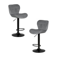 Набор 2 шт Стул барный DOBRIN BARNY BLACK, серый велюр (MJ9-75)