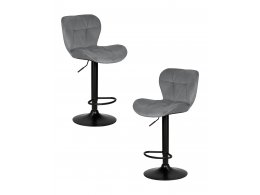 Набор 2 шт Стул барный DOBRIN BARNY BLACK, серый велюр (MJ9-75)