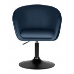 Кресло дизайнерское DOBRIN EDISON BLACK, синий велюр (1922-20)
