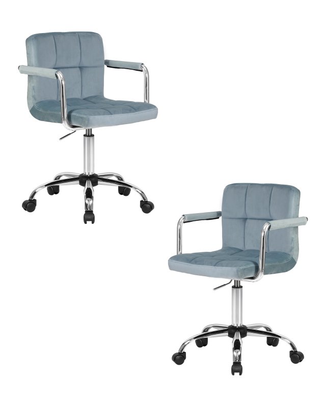 Набор 2 шт Офисное кресло для персонала DOBRIN TERRY, пудрово-голубой велюр (MJ9-74)