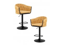 Набор 2 шт Стул барный DOBRIN LEON, жёлтая ткань (LAR 275-8)