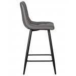 Набор 2 шт Стул полубарный DOBRIN OLIVIA, черные матовые ножки, серая антрацитовая винтажная экокожа (RU-08)