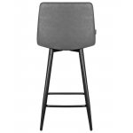 Набор 2 шт Стул полубарный DOBRIN OLIVIA, черные матовые ножки, серая антрацитовая винтажная экокожа (RU-08)