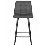 Набор 2 шт Стул полубарный DOBRIN OLIVIA, черные матовые ножки, серая антрацитовая винтажная экокожа (RU-08)