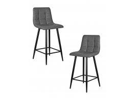Набор 2 шт Стул полубарный DOBRIN OLIVIA, черные матовые ножки, серая антрацитовая винтажная экокожа (RU-08)