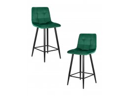 Набор 2 шт Стул полубарный DOBRIN OLIVIA, черные матовые ножки, зелёный велюр (108-64)