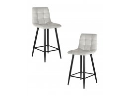 Набор 2 шт Стул полубарный DOBRIN OLIVIA, черные матовые ножки, светло-серый велюр (108-52)