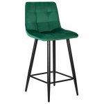 Набор 2 шт Стул полубарный DOBRIN OLIVIA, черные матовые ножки, зелёный велюр (108-64)
