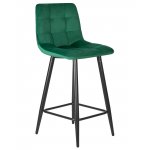 Набор 2 шт Стул полубарный DOBRIN OLIVIA, черные матовые ножки, зелёный велюр (108-64)