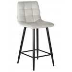 Набор 2 шт Стул полубарный DOBRIN OLIVIA, черные матовые ножки, светло-серый велюр (108-52)