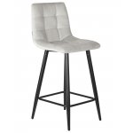 Набор 2 шт Стул полубарный DOBRIN OLIVIA, черные матовые ножки, светло-серый велюр (108-52)